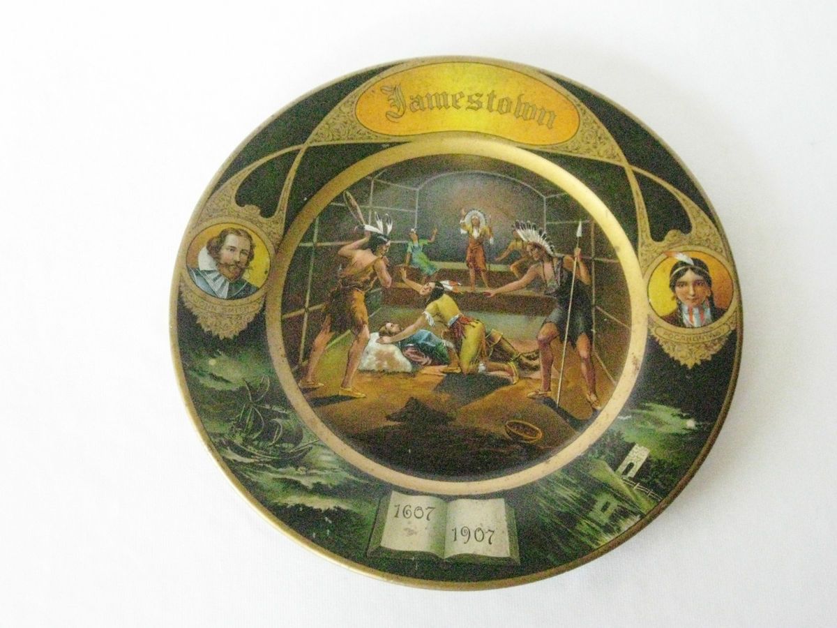 Jamestown Indian Vienna Tin Art Plate Historical Plate
