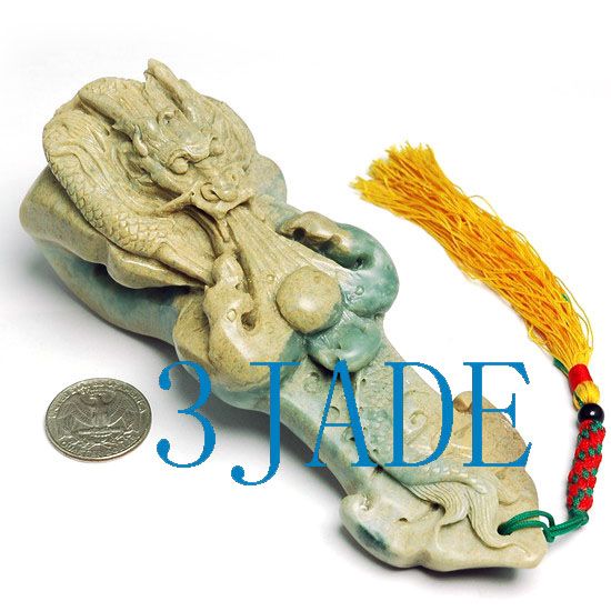 Chinese ShouShan Stone Carving  Dragon Ruyi As U Wish
