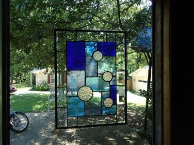 stained glass geometric window panel