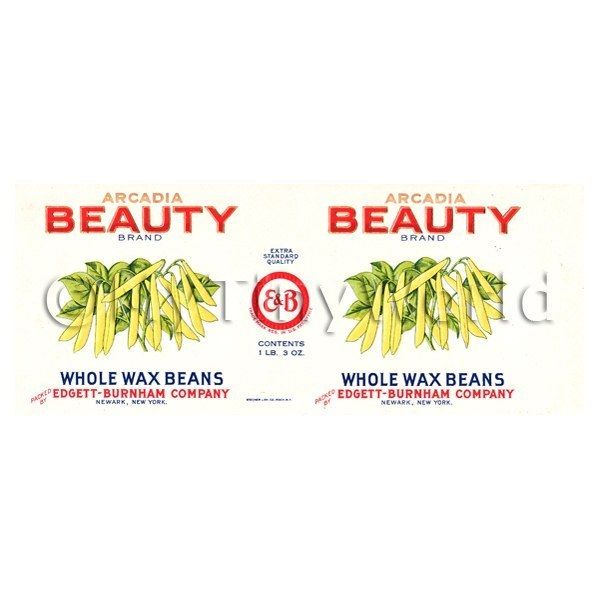 Mini Arcadia Wax Beans Labels 1930s