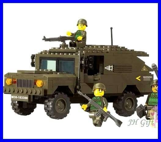 Army Warrior Battle Humvee Chariot Minifigures Military Building Block 
