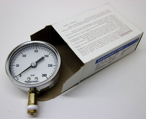 Ashcroft Duralife 2 1 2 Pressure Gauge 300PSI 1 4 NPT Lower 25 1009AW 