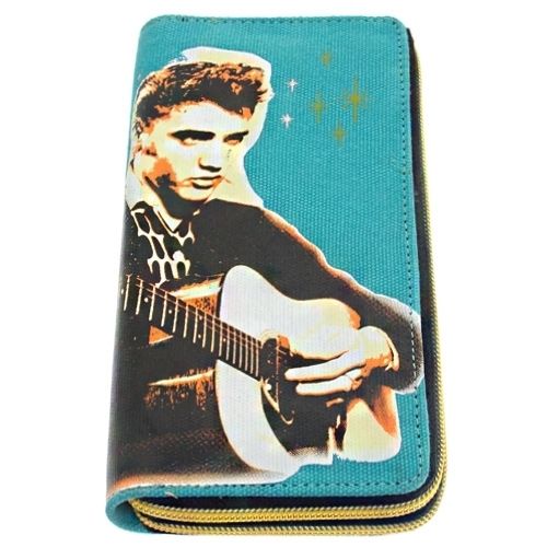 Licensed Elvis Wallet by Ashley M Blue Background Elvis Picture 