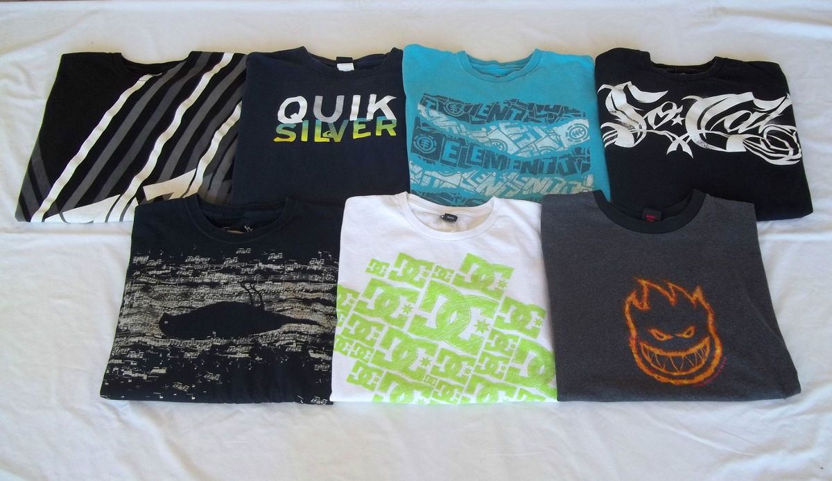    Surf T Shirt Lot Mens L Large DC Shoe Atticus Quiksilver Krew So Cal