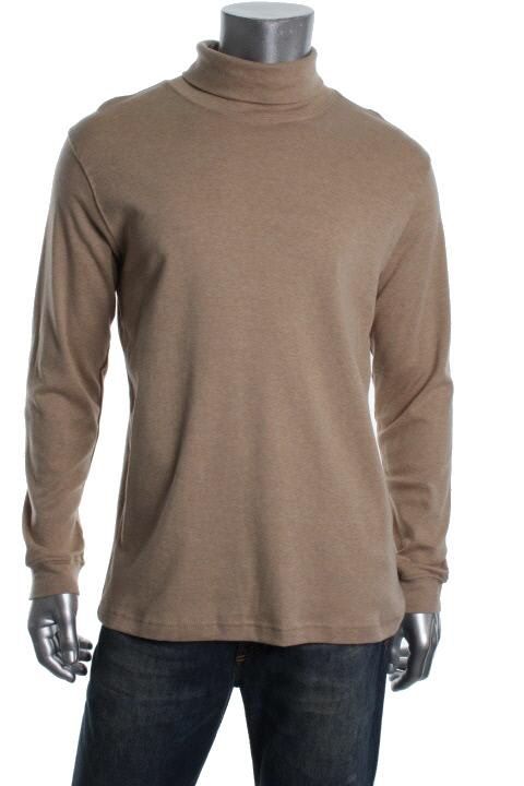 John Ashford New Beige Heathered Long Sleeve Interlock Turtleneck 