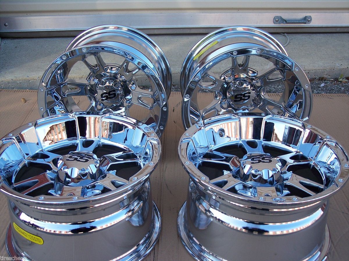   ITP SS112 Chrome Aluminum ATV Wheels New Set 4 Life Warranty