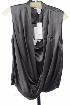 NWD Diane Von Furstenberg 6 s Slvls Pewter Silk Draped Neck Top $210 