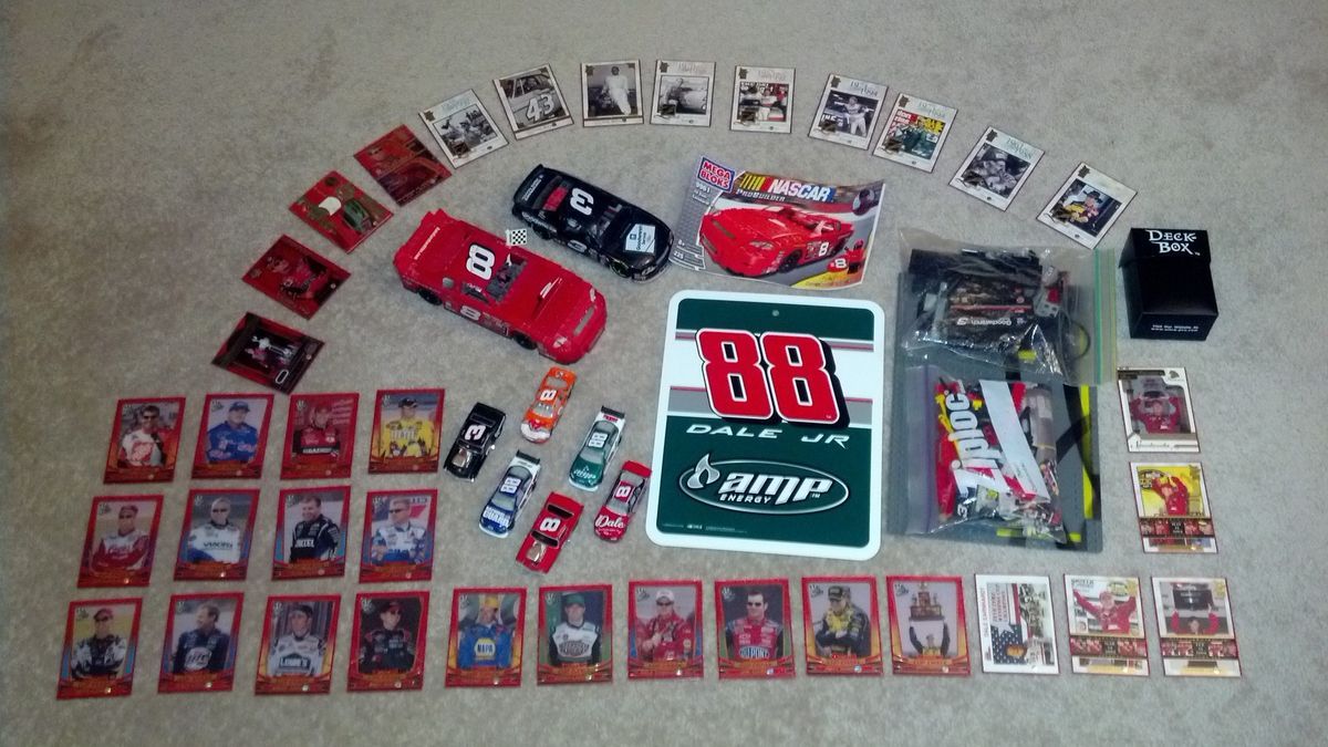    Earnhardt Sr Jr Die Cast Car Mega Bloks Trading Card Wall Sign LOT