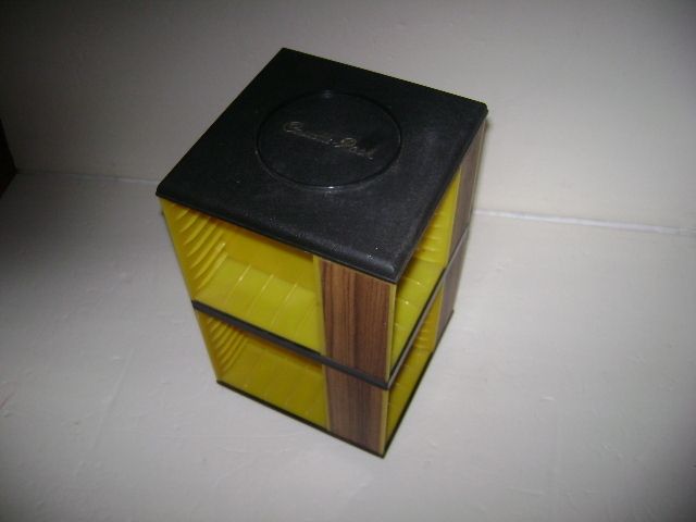 Yellow Brown Black Audio Cassette Tape Case 40 64 Holder Rotating 