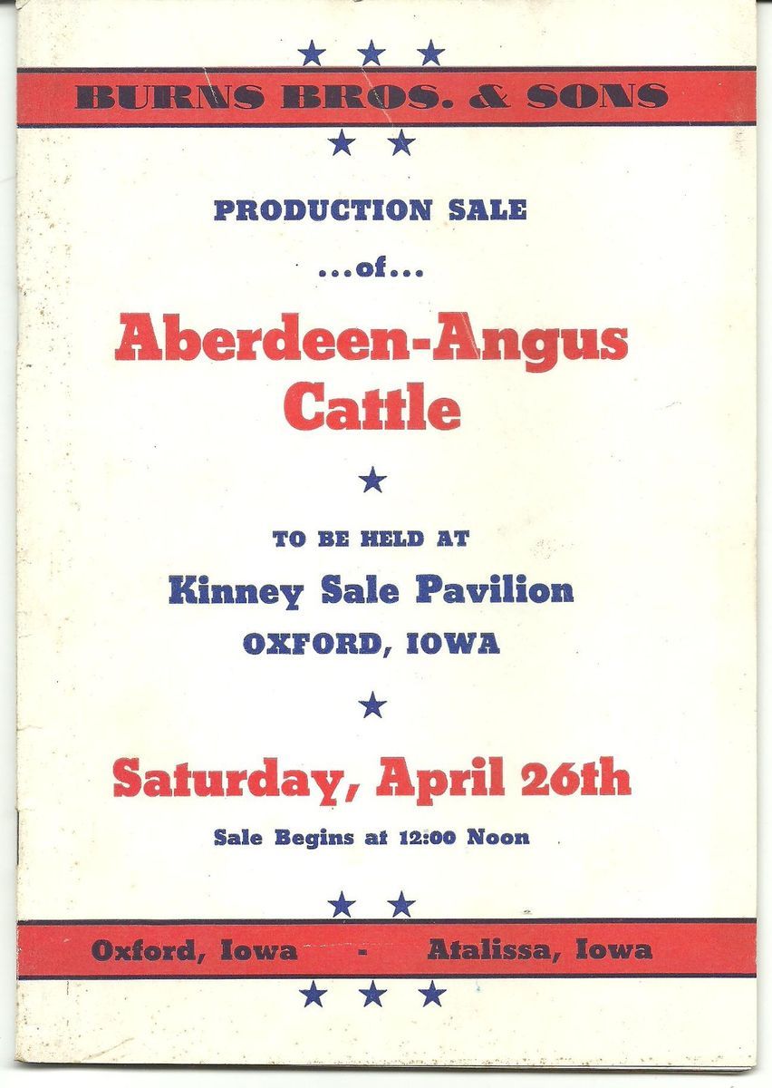   1947 Burns Bros Oxford Atalissa IA Iowa Sale Catalog Farm