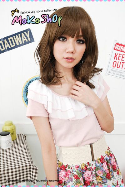 Moko Japan Cosplay Ayumi Light Brown Short Curly Wig