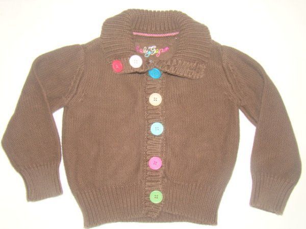 Baby Gap Chocolate Brown Rainbow Colorful Button Cardigan Sweater 