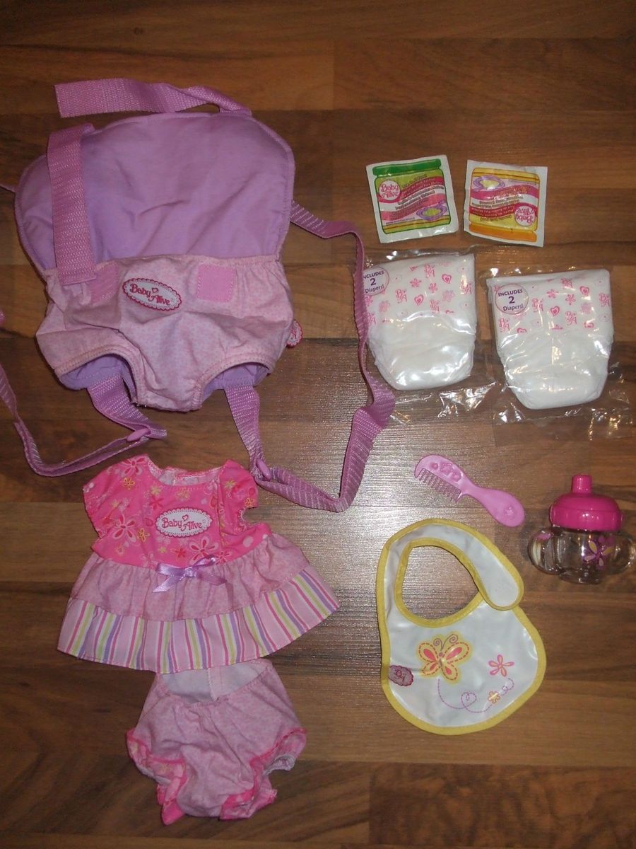 BABY ALIVE DOLL accessories Carrier Food Diapers (Sealed) Outfit Eat 