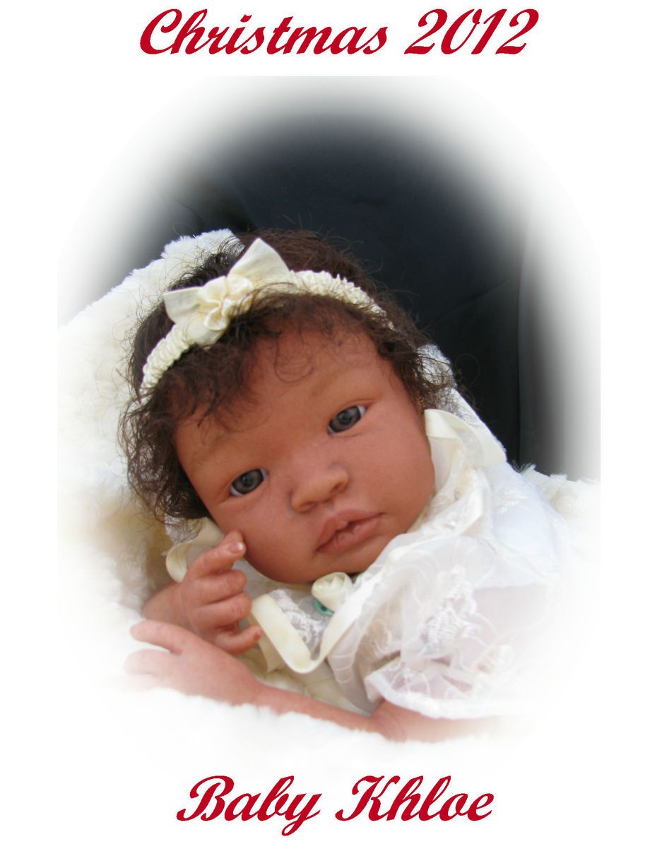    Realistic Ethnic Biracial AA Baby girl doll OOAK Wavy Human hair