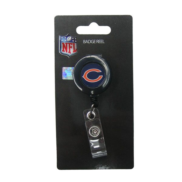 chicago bears nfl retractable id badge reel clip