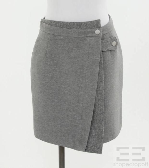 balenciaga grey wool wrap a line skirt size 38