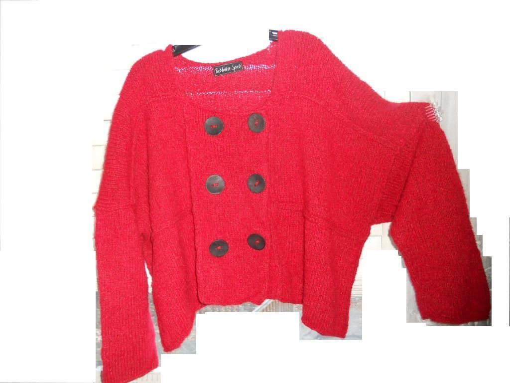 Barbara Speer Valentines Red Lagenlook Boxy Cardigan 2