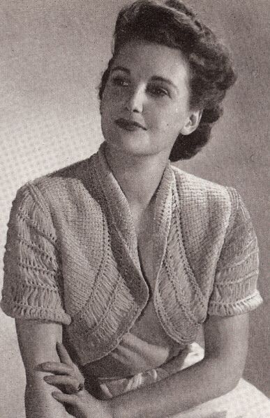 Vntg Bolero Shortie Bed Jacket Sweater Knitting Pattern