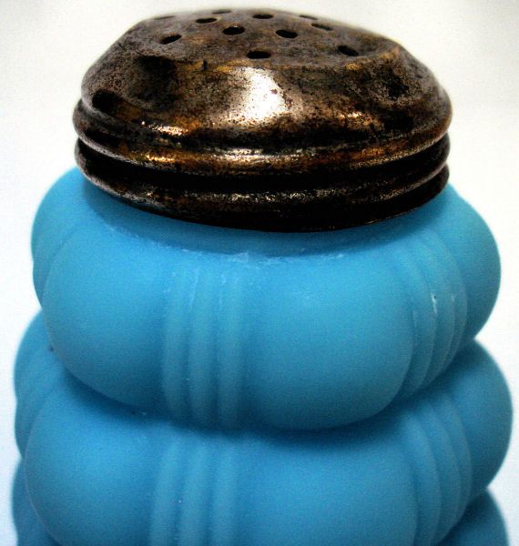 Scarce Creased Bale Blue Opaque Satin Salt Shaker by Dithridge 1894 