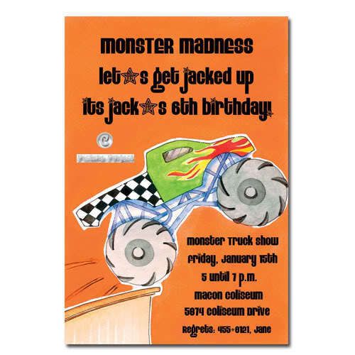 Personalized Monster Truck Invitations Boys Birthday