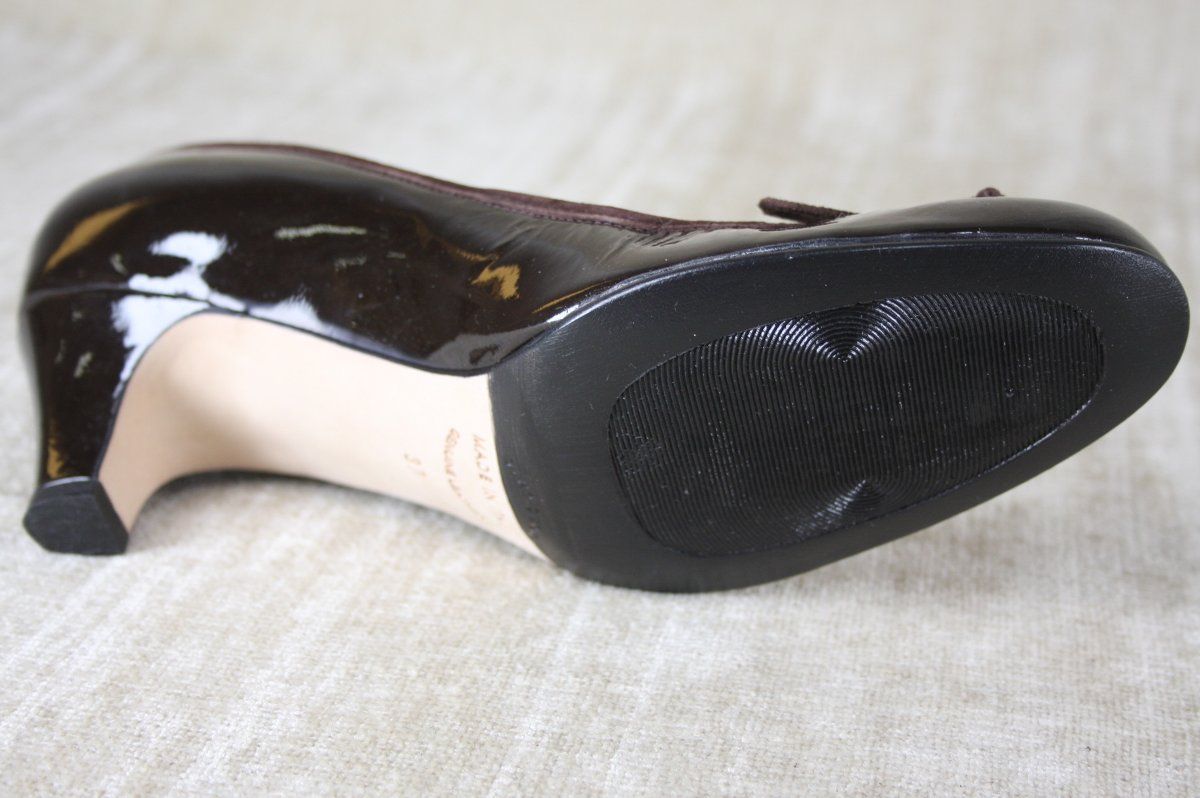 Anyi Lu Barbara Dark Brown Patent Leather Pumps Size 37 7 US $395 