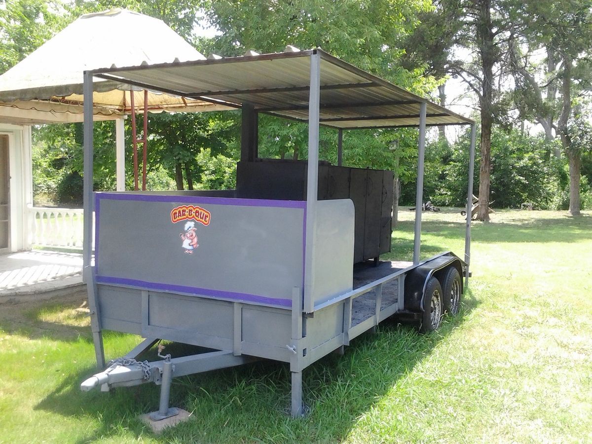 BBQ Smoker with Trailer 2 Sinks 7 Cooking Racks Counter