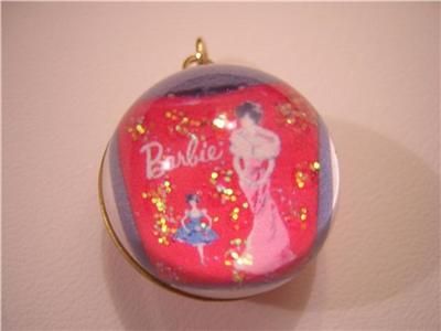 VINTAGE RED BARBIE DOLL CASE SILVER BUBBLE CHARM FOR BRACELET