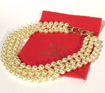   Kenneth Jay Lane Inaugural Pearls KJL Barbara Bush 3 Strand Imitation