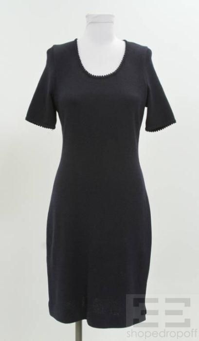 st john basics navy knit short sleeve dress size 4