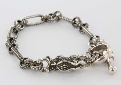 Estate Barry Kieselstein Cord Silver Frog Bracelet C2001 Designer 