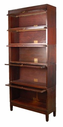   Wernicke Mahogany 5 Section Barrister Lawyers Stacking Bookcase