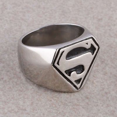 Stainless Steel Superman Symbol Mens Jewelry Finger Ring US 10.5 Cool 