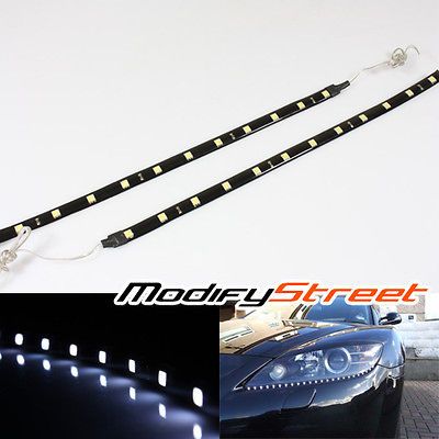 2x 30CM FLEXIBLE 5050 12 SMD EURO R8 STYLE LED STRIP DAYTIME HEAD 