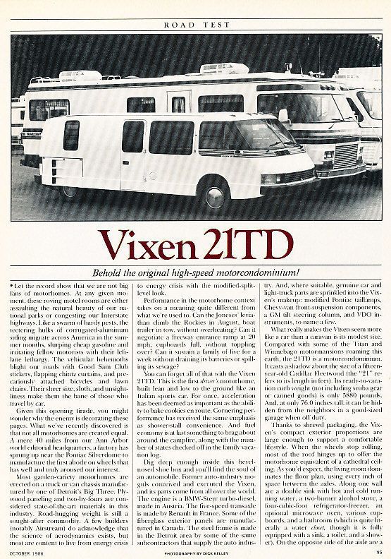 1986 Vixen 21TD Motorhome Camper   Road Test   Classic Article D121