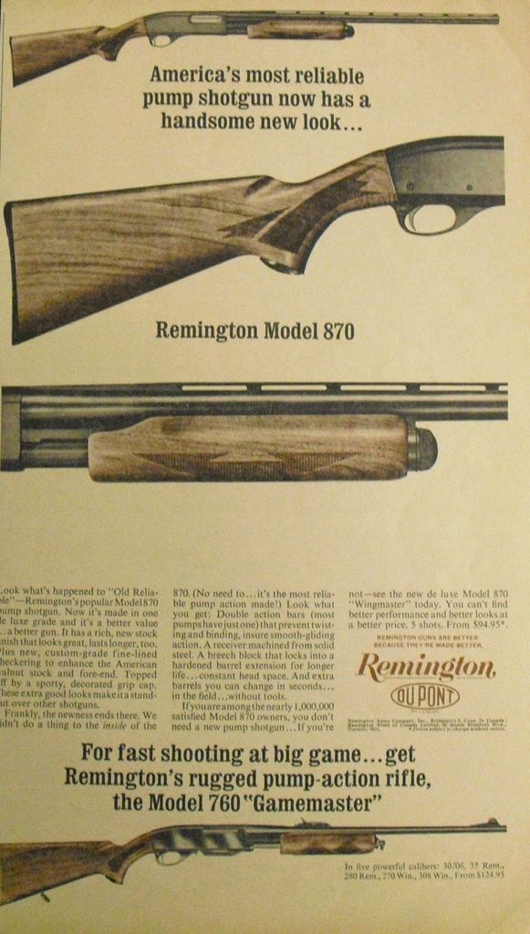 1963 Ad DuPont Remington Reliable Pump Shotgun Model 870 760 