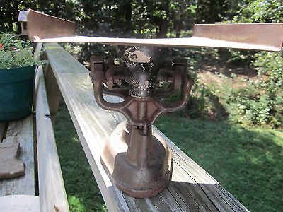 FAIRBANKS BALANCE SCALE 4 LB VERY OLD IRON AND BRASS HHA1B RAISED 