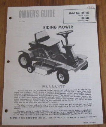 mtd 131 420 131 430 riding mower operator s manual