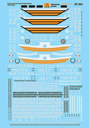 Microscale Decal N #60 201 Southern Pacific/Cotton Belt   Diesels 