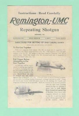 Remington Model 10 Early Fac Instruction Manual R