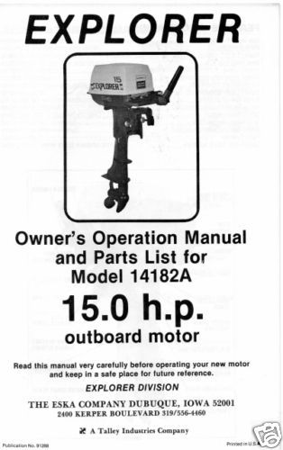 eska explorer outboard motor 15 hp owners manual time left