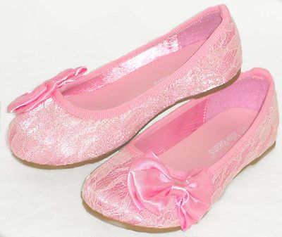 Lace Bow Girls Kids Ballet Flats *Casual/ Pageant Dress Shoes*