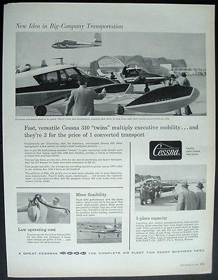 1957 print ad cessna 310 twins airplanes fast versatile time