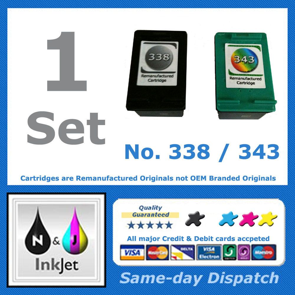 Set of Remanufactured Printer Ink Cartridges for HP Photosmart C3100 