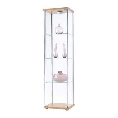 New IKEA Detolf Glass Door Display Cabinet Curio Beech Effect / Brown