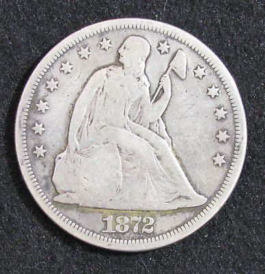 1872 vg seated liberty dollar nice detail 
