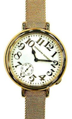 Katharine Hamnett White Dial Golden Steel Strap Ladies Watch KH7896 