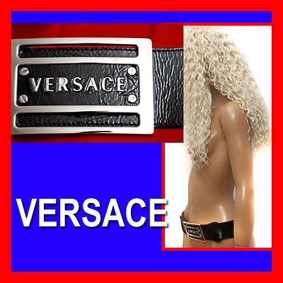 740 gianni versace black patent leather belt w price