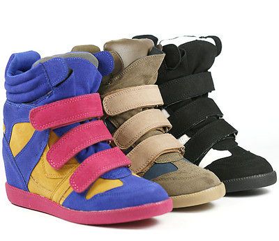 TOP FASHION WEDGE HIDDEN PLATFORM TRAINER ANKLE BOOT SNEAKERS QUPID