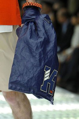 prada runway blue leather grocery shopping bag nwt