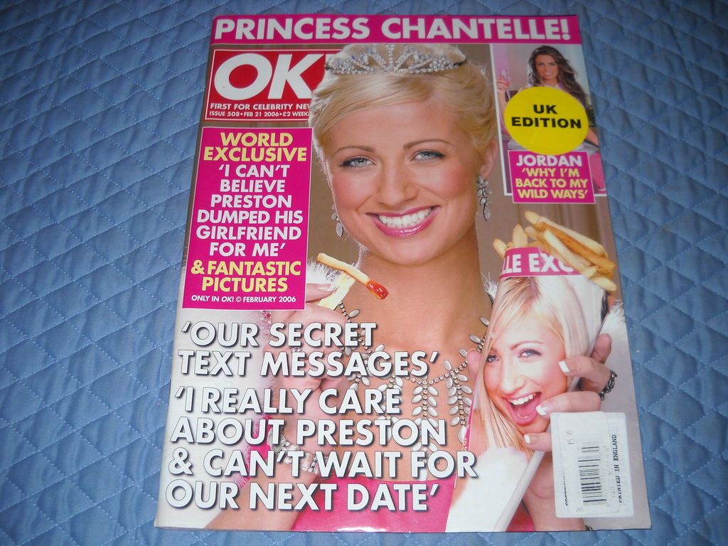 OK MAGAZINE UK; CHANTELLE HOUGHTON Secret Text Celebrity Big 